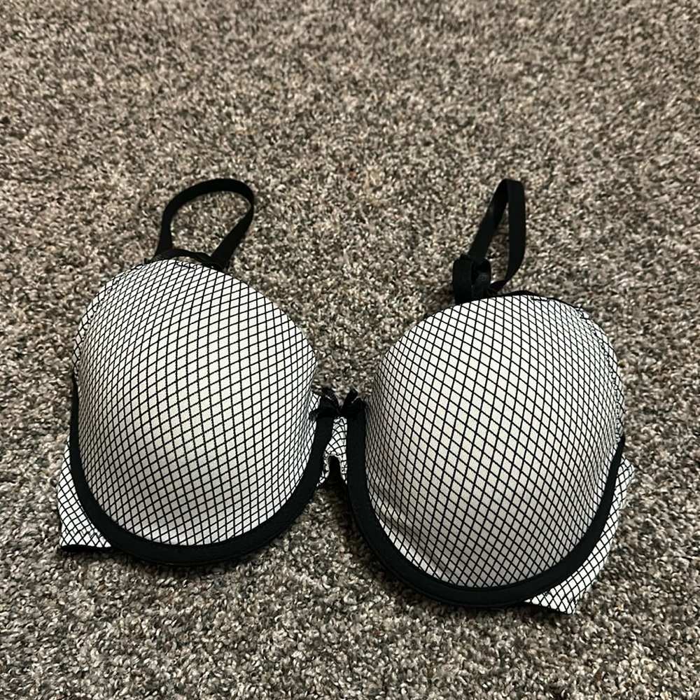 Pure Beauty 38B Renee Rafe Sexy Black White Strappy Bra